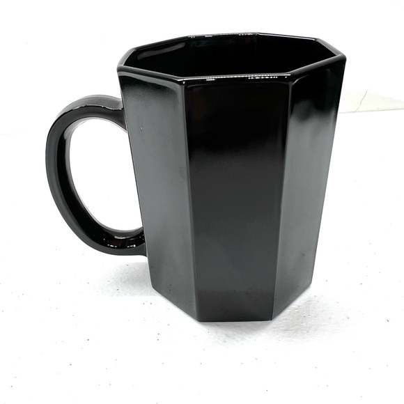 Vintage Set of 4 ARCOROC France OCTIME Black Glass Octogon Coffee Mugs Cups - Picture 3 of 8